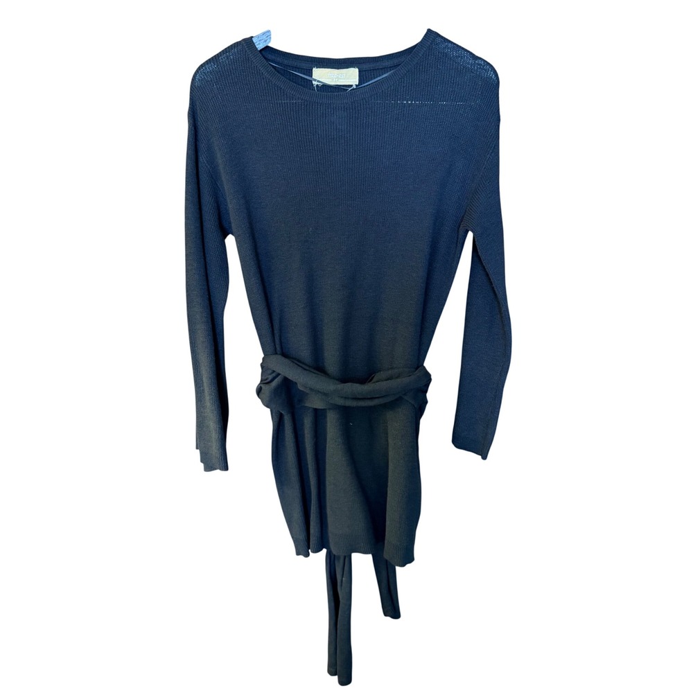 NWT $78 Free People Free-Est Women S Black Ribbed Mini Tie Waist Sweater